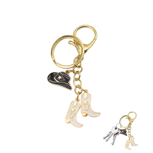 Western Keychain Cowgirl Boot Hat Key Chain Country Cowboy Keychains for Women Men Cute Car Charm Accessories for Cowboys Creative Key Ring for Western Lovers