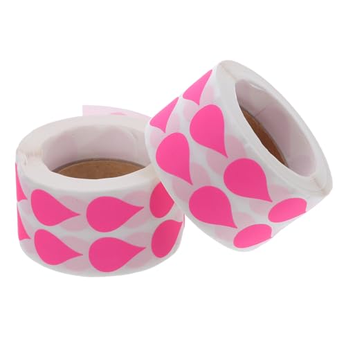 SOPOTUTU 2ロール 巻 蛍光ネオン雨滴型粘着ラベル 書き込み可能 自己接着式 ステッカー メイソンジャー用 食品保存 ラベリング 整理用タグ