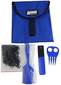 Deluxe Horse Grooming Tools Kit Tote Bag Case Carrier 5 pc (blue)