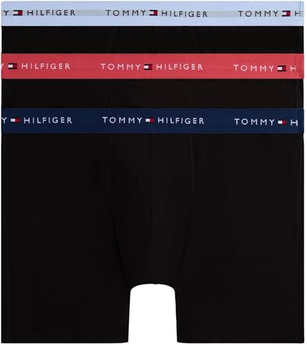 Tommy Hilfiger Men’s 3 Pack Cotton Boxer Briefs, Multicolor (Frs Cran/Swt Blu/Nght Sky), XXL