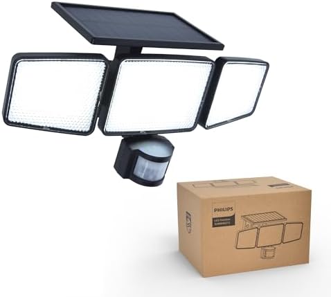 Philips Lampe de sécurité solaire Extérieur 302 LED 1200 lm, proj...