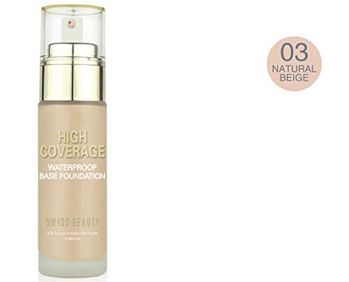 Image of SWISS BEAUTY High Coverage Liquid Waterproof Foundation Natural Beige, Normal Skin Type, 1 Count