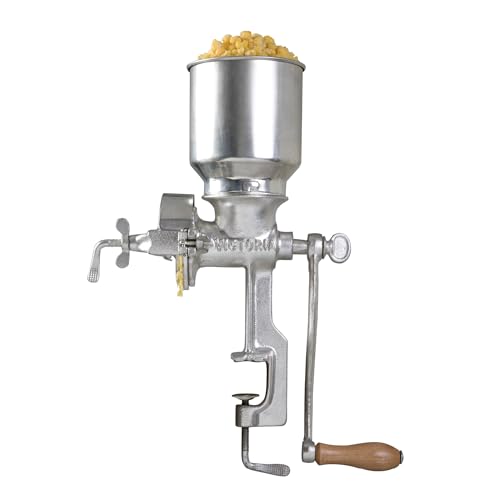 Victoria Moulin à Grains Manuel, Moulin à Main en Fonte pour Moudre le café, le Maïs, l'avoine, les Graines, Broyage Réglable, Trémie Haute, Grain Grinder avec...