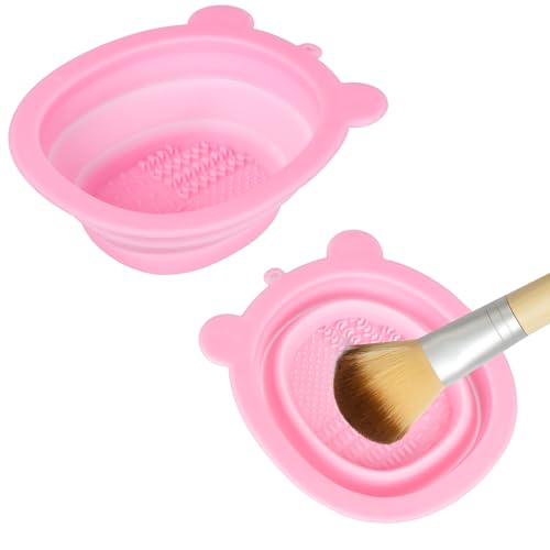 Acooruiteng Silikon Make-up Pinsel Reinigungsmatte - Faltbar, Tragbar, Schrubber-Pad - Rosa