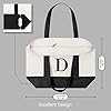 TOPDesign Embroidery Initial Canvas Tote Bag, Personalized Present Bag, Suitable for Wedding, Birthday, Beach, Holiday, is a Great Gift for Women, Mom, Teachers, Friends, Bridesmaids (D) #4