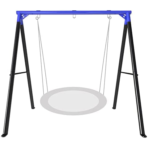 IKARE Upgraded Heavy Duty Metal Swing Frame with Ground Nails, Swing Stand for 440lbs Load Capacity, Fits for Most Swings, Great for Indoor and Outdoor Activities (Blue & Black) Cover