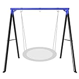 IKARE Upgraded Heavy Duty Metal Swing Frame with Ground Nails, Swing Stand for 440lbs Load Capacity, Fits for Most Swings, Great for Indoor and Outdoor Activities (Blue & Black)