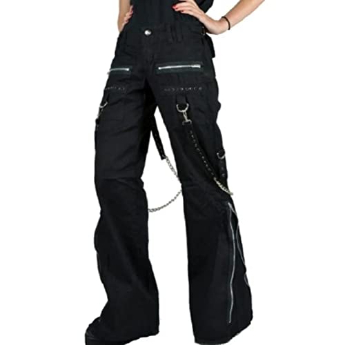 Women's Black Goth Punk Emo Bondage Black Zipper Rocks Star Pants/USA2