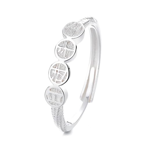 Bague en argent 925 femme avec anneau géométrique vintage et taille ajustable