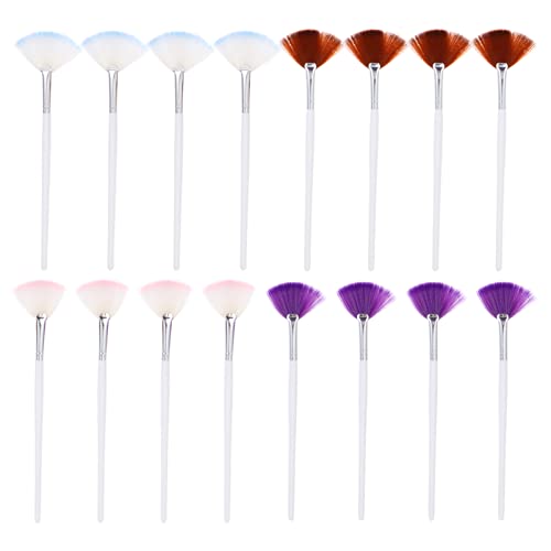 BIUDECO Fan Mask Brush Set 16pcs Facial Makeup Brush Soft Fan Alicator Tools Cosmetics Brush Set for Highlighting Festival Teenagers