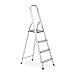 Produktbild Relaxdays Haushaltsleiter, 4-stufig, platzsparend klappbar, Anti Rutsch Stufen, 150 kg, Gummifüße, Aluminium, Silber