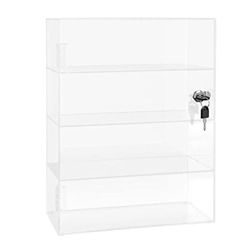 Acrylic Display Case with Lock Key, 4-Tier Locking Countertop Display Case with Shelves, Clear Lockable Showcase Display Cabinet for Collectibles Office Retail Display Safe Storage, 11.8x5.9x15.7 Inch - Thumbnail 6