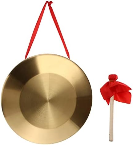 Vaguelly Kids Outdoor 1 Set of Brass Instruments Copper Cymbals Opera Gong Copper Hand Gong with Round Playing Hammer Wind Chimes Wind Chimes Portable Desk Kids Desk