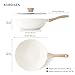 Kordisen Nonstick Wok with Lid, 12 Inch Woks & Stir-fry Pans, Healthy Coating Induction Cookware, Compatible with All Stovetops, PFOA Free (Cream White)