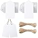 KINGLAKE 100 Pcs White Kraft Paper Blank Gift Tags with String Wedding Favor Hang Tags with 100 Feet Natural Jute Twine Retangle Tags for Crafts & Price Tags Labels