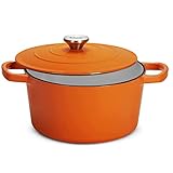 Klee 4-Quart Dutch Oven Pot with Self-Basting Lid (Pumpkin) - Heavy-Duty Enameled Cast Iron Dutch Ov