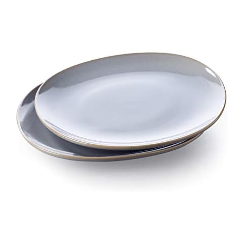 Keltum Pearl Grey Glazed Stoneware 9" Breakfast and Dessert Plates, Set of 2 Cover