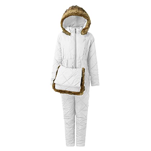 Afeidd Women Winter Ski Jumpsuit Outdoor Sports Snowsuit Faux Wool Collar Coat Jumpsuit With Cute Jacket Girls #TOP1