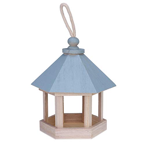 Gifftiy Mini Outdoor Vogelhäuschen Holz hängende Vogelfutterbehälter für Balkon Garten Park Vogelhaus Typ Feeder Gartendekoration-Blau_China Cover