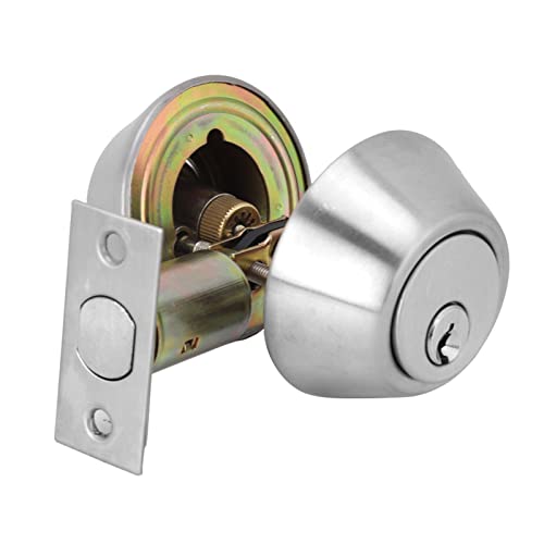 Tbest Cerradura de Cerrojo de Doble Cilindro de Acero Inoxidable 304 con Llave en Ambos Lados para Puerta de Madera Puerta de Acero Seguridad Mejorada Acabado Cepillado Fácil Instalación
