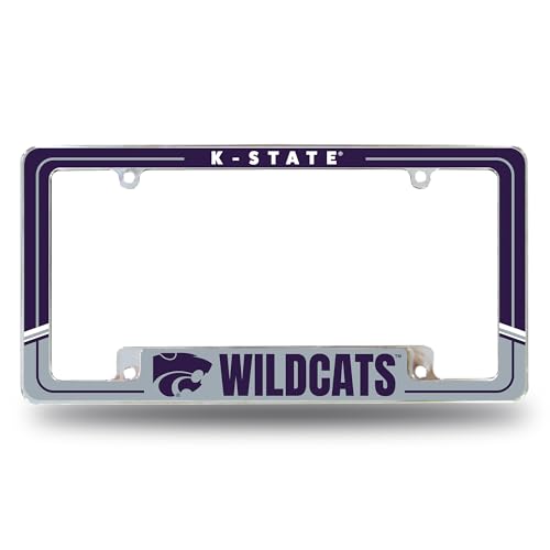 Rico Industries NCAA Kansas State Wildcats - KSU Two-Tone 12" x 6" Chrome All Over Automotive License Plate Frame for Car/Truck/SUV