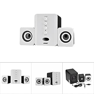 Haut-parleurs d'ordinateur pour, Mini USB 2.1 Filaire Combinaison Haut-Parleur Basse PC de Portables Alimenté Musique Subwoofer Téléphone Portable Blanc par Enceintes bibliothèque - Moniteurs proxim – Image 6