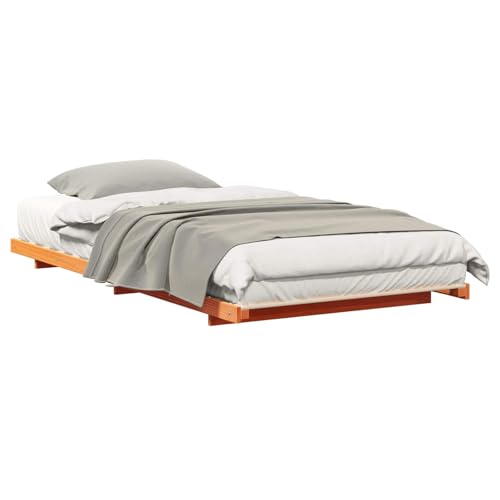 vidaXL Struttura del Letto Marrone Cerato 90 x 190 cm Pino massello, Letto Rettangolare Moderno, Stile Minimalista, Stoccaggio in Legno, Arredo Funzionale per Camere