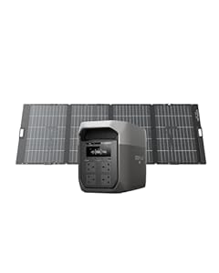 EF ECOFLOW Outdoor Generator DELTA 3 Max with 400W Bifacial Solar Panel, 500W Solar Input, LiFePO₄ Battery, 10ms UPS, Portable Power Station 2048Wh for Home Backup Power, Outdoor, Camping & RVs