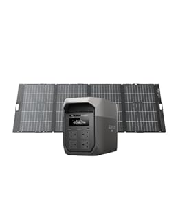 EF ECOFLOW Outdoor Generator DELTA 3 Max with 400W Bifacial Solar Panel, 500W Solar Input, LiFePO₄ Battery, 10ms UPS, Portable Power Station 2048Wh for Home Backup Power, Outdoor, Camping & RVs