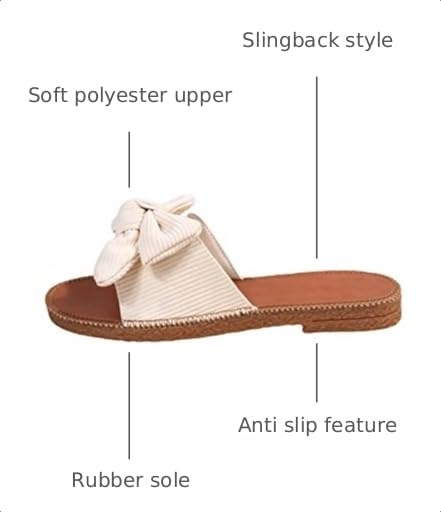 Image of GORGLITTER Women's Bow Flat Sandals Open Toe Slip On Slide Slipper Shoes | Sandals Women Comfortable, Dressy Sandal Women, Y2k Shoes, Dress Slippers for Women, Flats