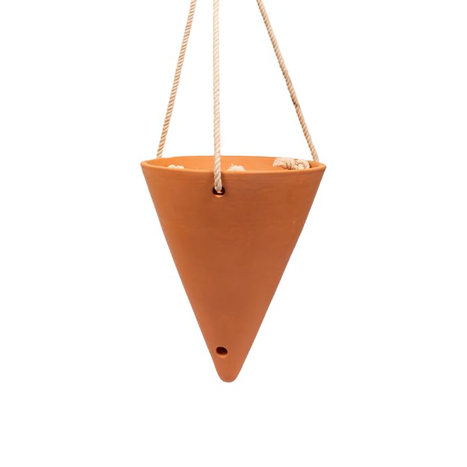 Village Decor Handmade Terracotta Hanging Planter with Rope|Indoor and Outdoor Planter Pot - Cone Shape (B08VN9VLS8) Amazon Price History, Amazon Price Tracker