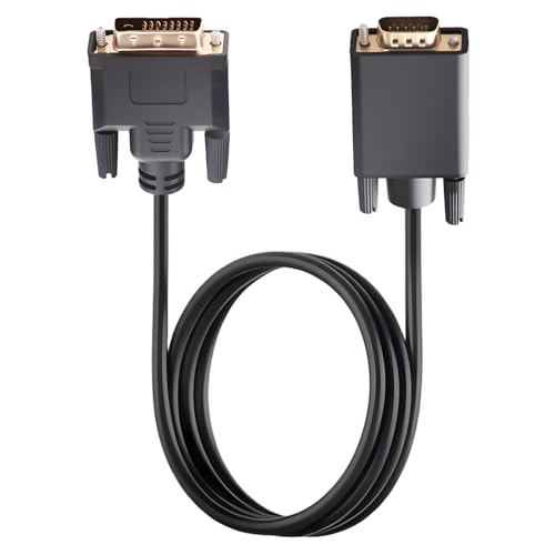 1.8M DVI-D to VGA Monitor Cable, Uni-Directional Male to Male Gold-Plated 1080P Full HD Cord Active 24+1 Pin DVI-D to VGA Adapter Compatible with Computer Laptop Monitor Projector HDTV