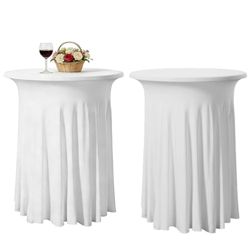 PORFOYO 2 Pièce Housse Mange Debout,80×110CM Nappe Mange Debout,Stretch Nappe,Housse pour Table Haute Ronde,Nappe Table Haute Ronde pour...