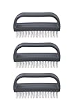 Superio Stiff Nail Brush with Handle 3 Pack Fingernail Scrub Cleaning Brushes for Toes and Nails, All-Purpose Cleaning Brush for Home, Kitchen, Work
