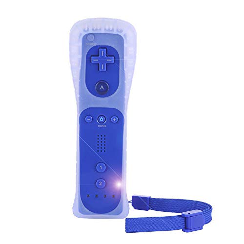 Wii Remote Controller for Wii/Wii U Console, Wiimote Controller for Wii Games with Skin with Wrist Strap (NO MotionPlus Inside) (Dark Blue)
