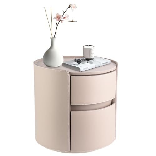 Comodino rotondo con cassetti, comodino minimalista | Mobile da comodino moderno a 2 strati con ripostiglio, comodo tavolino per camera da letto, soggiorno o spazio di lettura