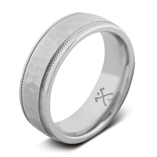 Manly Bands: Men's Cobalt Chrome Wedding Bands and Rings - Aerospace Grade Alloy, Naturally Hypoallergenic and Scratch Resistant, Perfect Gift for Men - Free Silicone Ring Included