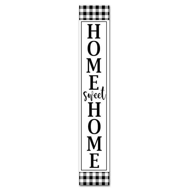 Geroclonup (20 x 120) CM di altezza Home Sweet Home cartelli verticali per portico anteriore in piedi appeso grande Buffalo Plaid cartello di benvenuto per porta d'ingresso decorazione della casa casa