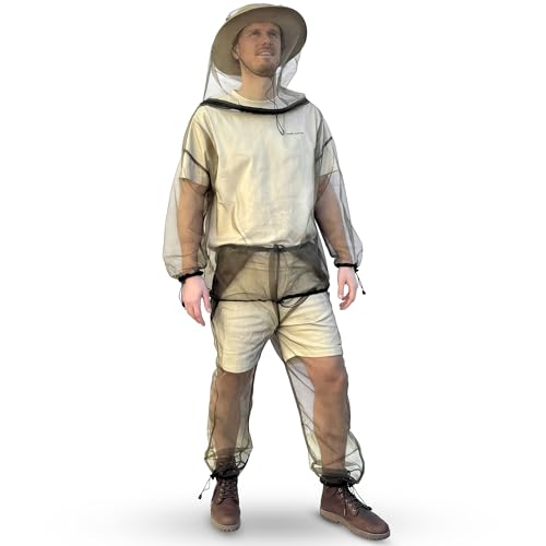 Universal Backpackers Combinaison Anti-Moustiques avec Fermeture Éclair – Protection Contre les Insectes pour Hommes et Femmes – Veste & Pantalon – Protection Extérieure pour Voyage & Camping