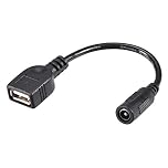 sourcing map 12cm DC Female Power Supply 5.5x2.1mm Adapter to USB Plug Female Cable