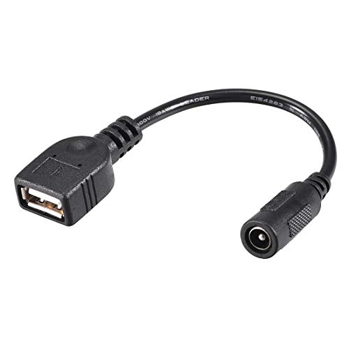 sourcing map 12cm DC Female Power Supply 5.5x2.1mm Adapter to USB Plug Female Cable