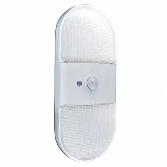 Ecolight Battery-Operated 6-inch LED Dual Lens Motion Utility Light - Auto Timer - 30,000 Hours Lamp Life - White