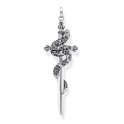 Épée Noircie avec Pendentif Serpent, Pendentif en Argent Sterling 925 Bijoux Vintage Europe Cadeau for Femme Hommes Filles