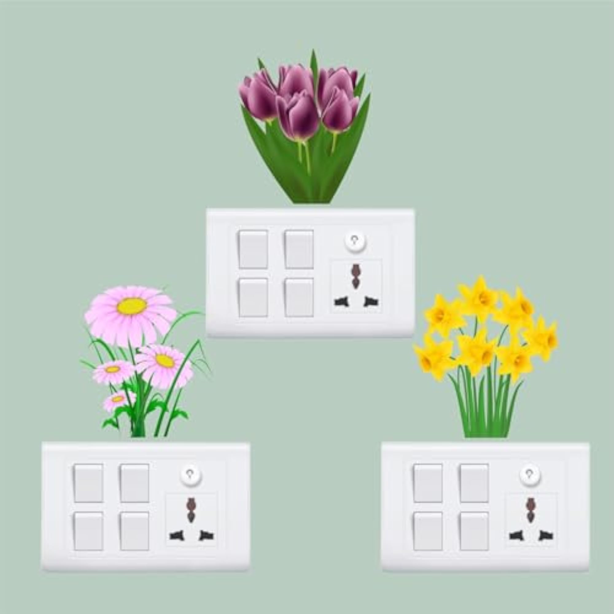 Generic Multicolor Flower Wall Sticker Pack