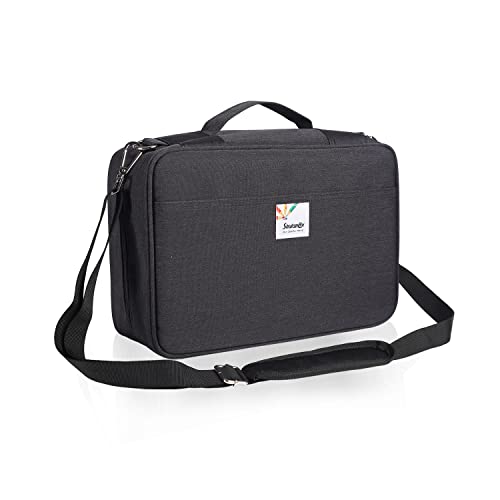 Shulaner Colored Pencil Case Slot Holds 300 Pencils Or 200 Gel Pens With Zipper Closure Large Capacity Nylon Pen Organizer For Painter Or Artist (Black With Shoulder Strap) #TOP3