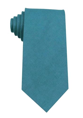 Image of Mens Solid Linen Ties - Regular Width Pattern Necktie for Men