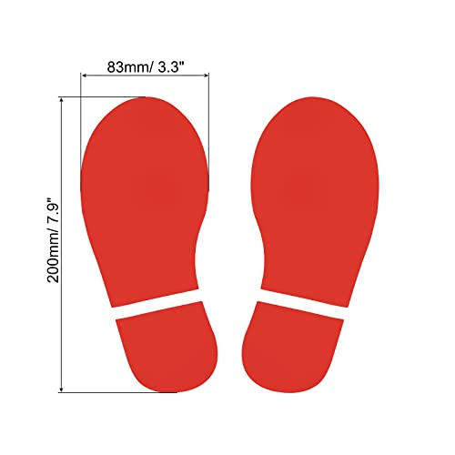 PATIKIL 8x3.3" Footprint Sticker, 8 works PVC Shoes Floor Decal Sign for Class Decor Stair Guide Red - Image 2