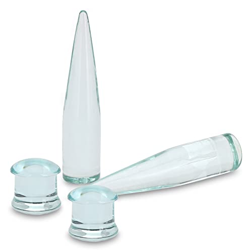 Dilatadores de cristal de doble acampanado 4G-1/2 Oyaface juego de 4 piercings para oreja