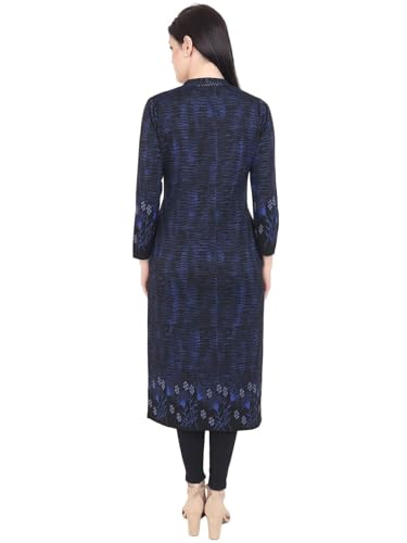 Image of Rosary Women's Winter Woolen Kurti Jacquard Straight Fit Ethnic Wear with 2 Side Pockets