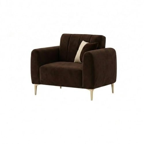 Image of Habibi Rich Velvet Suede 3+1+1 Seater Sofa Set | Spacious Soft Touch Comfort Seating | 5 Person Seating | Modern Living Room Sofa Set (Dark Brown)